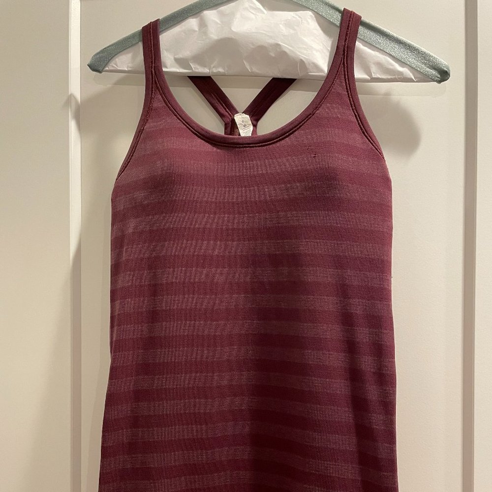 Lululemon Maroon Striped Racerback Top